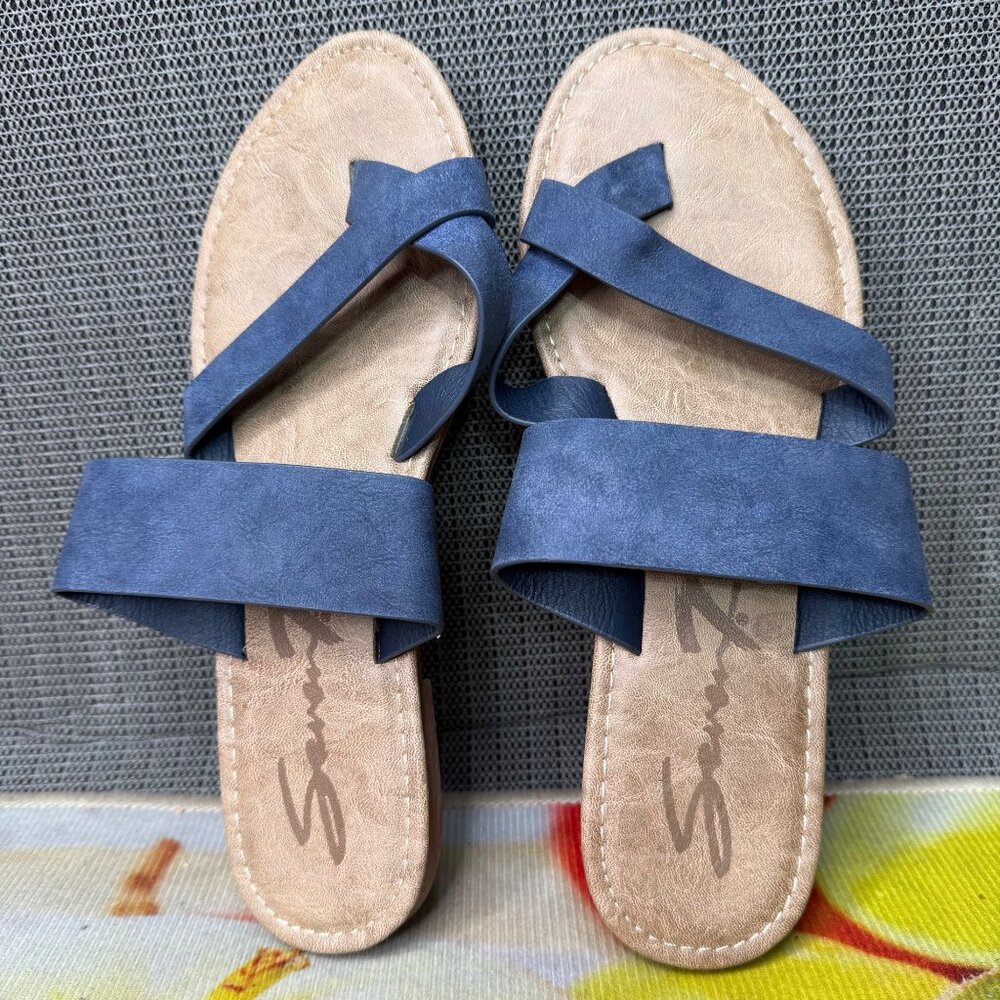 Seven7 Women’s Size 10 Blue Faux Leather Toe Ring Slip On Maldives Sandals
